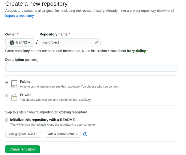 Create a new repo